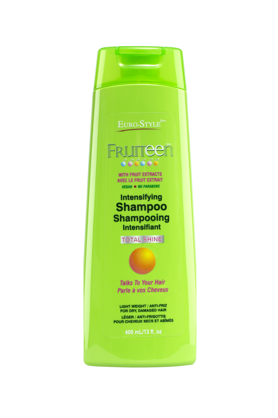 Intensifying Shampoo for Dry & Damaged Hair, Anti-Frizz Total Shine with Fruit Extracts, Vegan Formula, Paraben-Free
