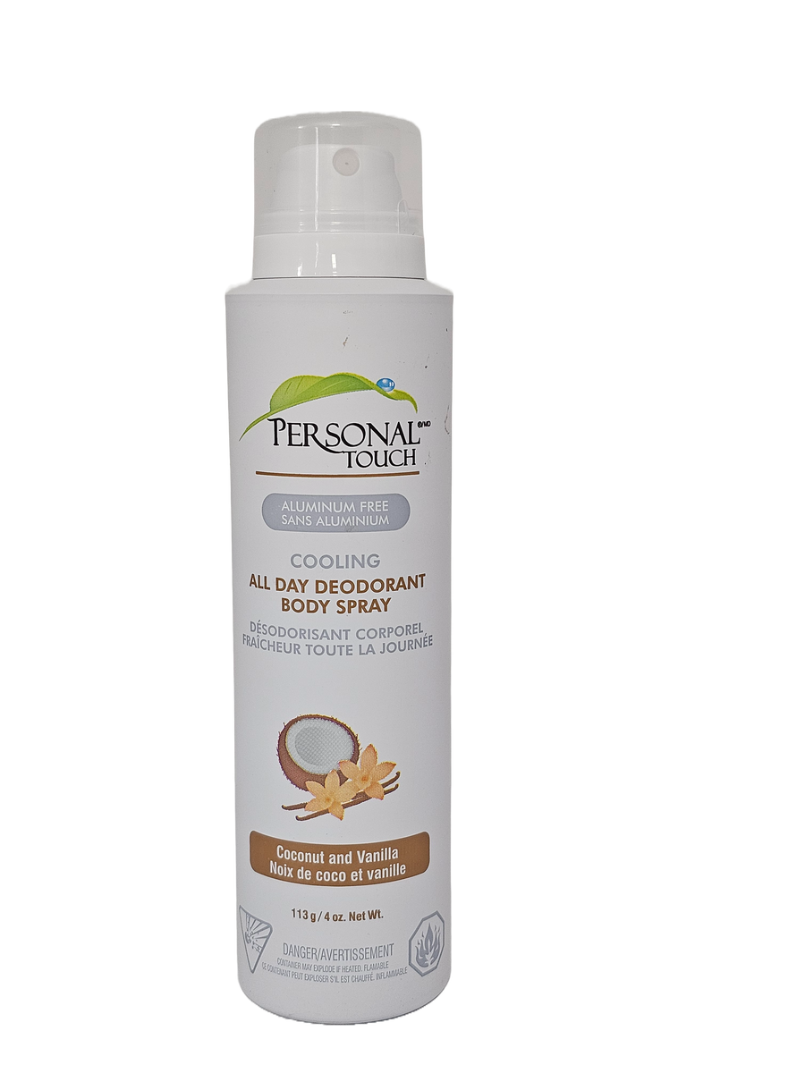 Personal Touch® Deodorant Body Spray Coconut & Vanilla  /  4 oz.Net Wt.